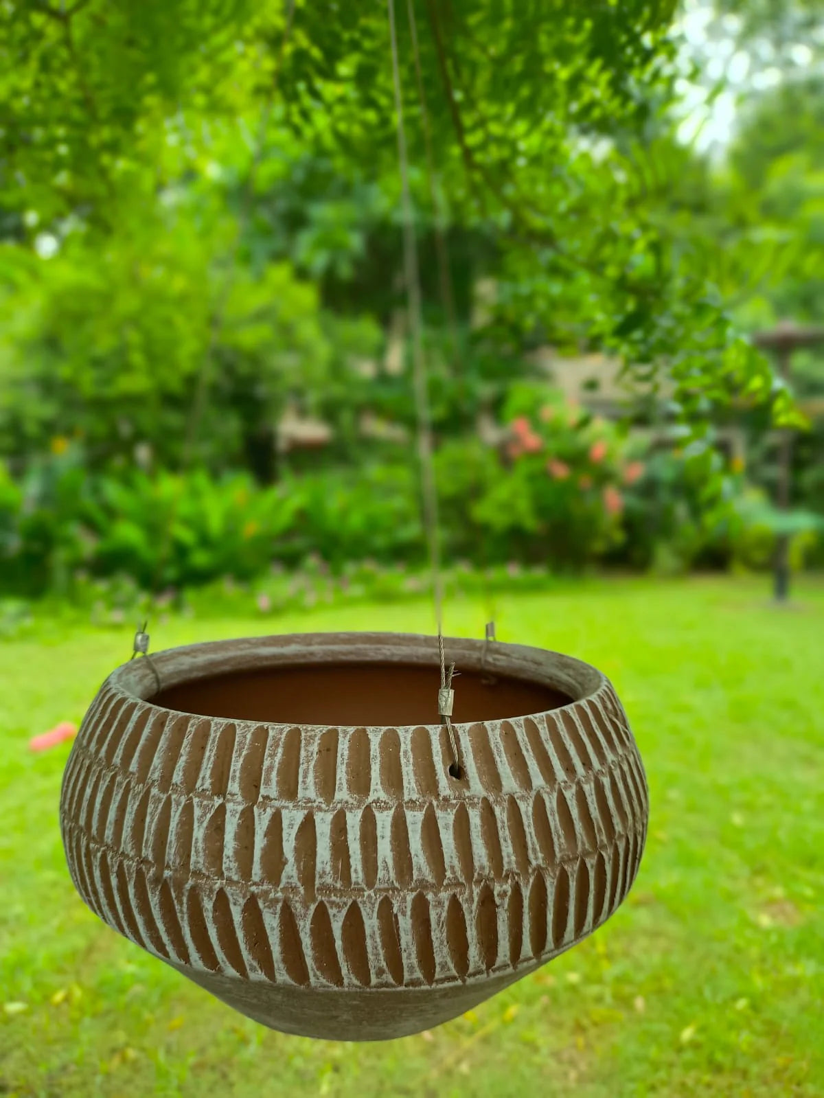 TERRACOTTA HANGING LINED PLANTER POT FOR HOME GARDEN BALCONY DECOR