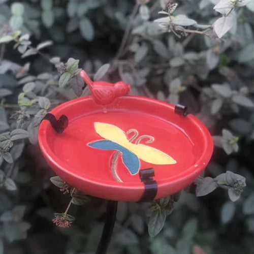 DRAGONFLY BIRD FEEDER Ceramic DRAGONFLY BIRD FEEDER with digger stand for home Garden and Balcony Decor