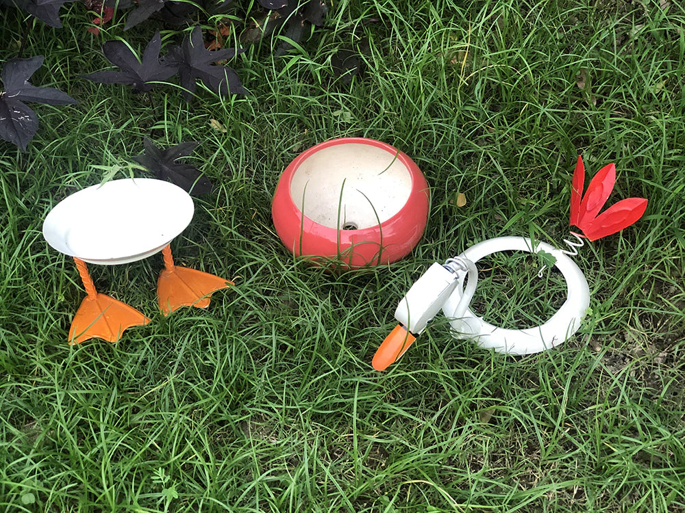 Unique Baby Duck Bird Planter in Ceramic Metal for Home Garden Balcony Decor