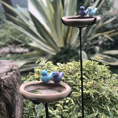 CERAMIC BIRD BATH WITH DIGGER STAND FOR HOME GARDEN  AND BALCONY DECOR