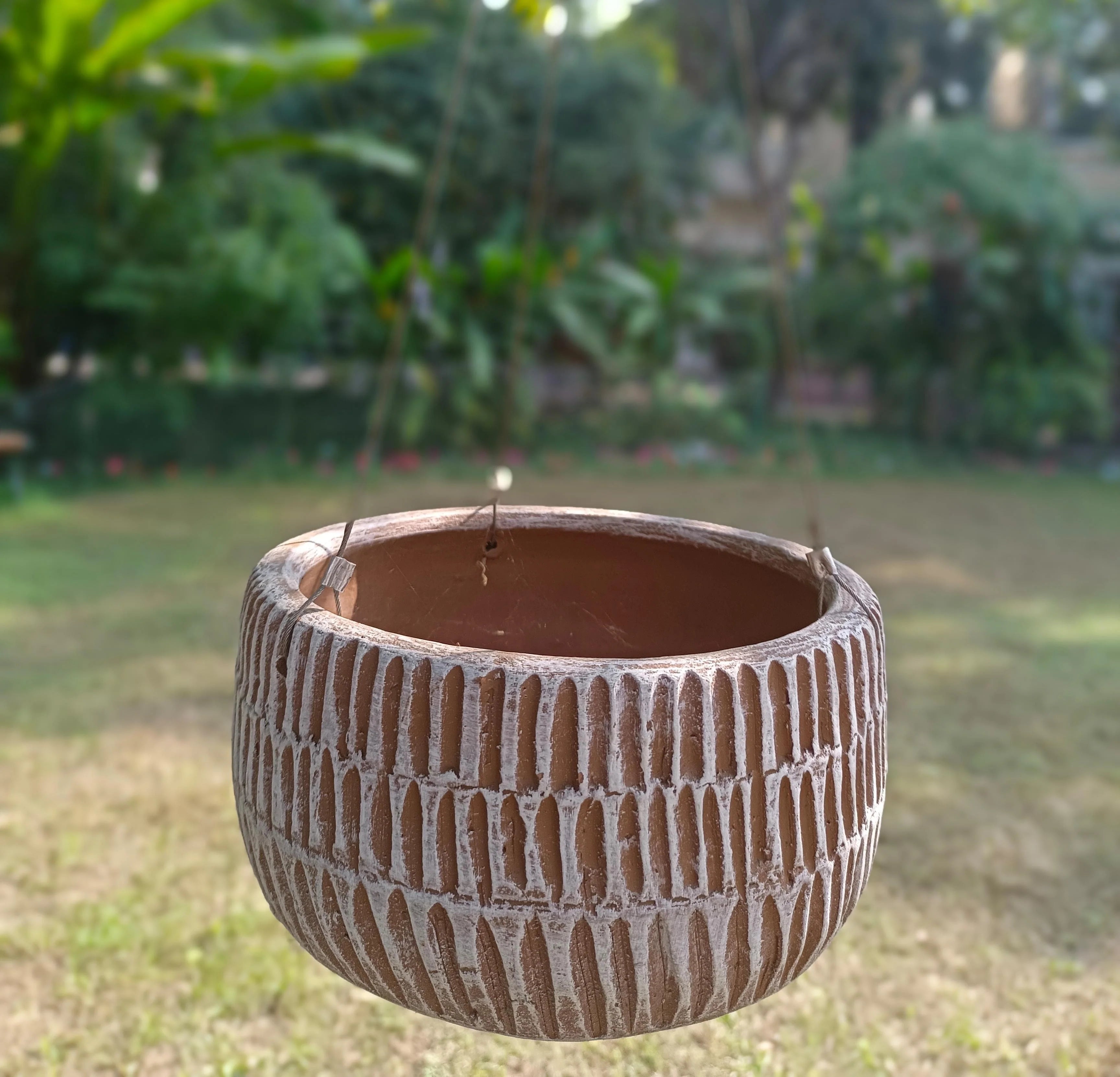 TERRACOTTA HANGING LINED SPHERE PLANTER POT FOR HOME GARDEN BALCONY DECOR