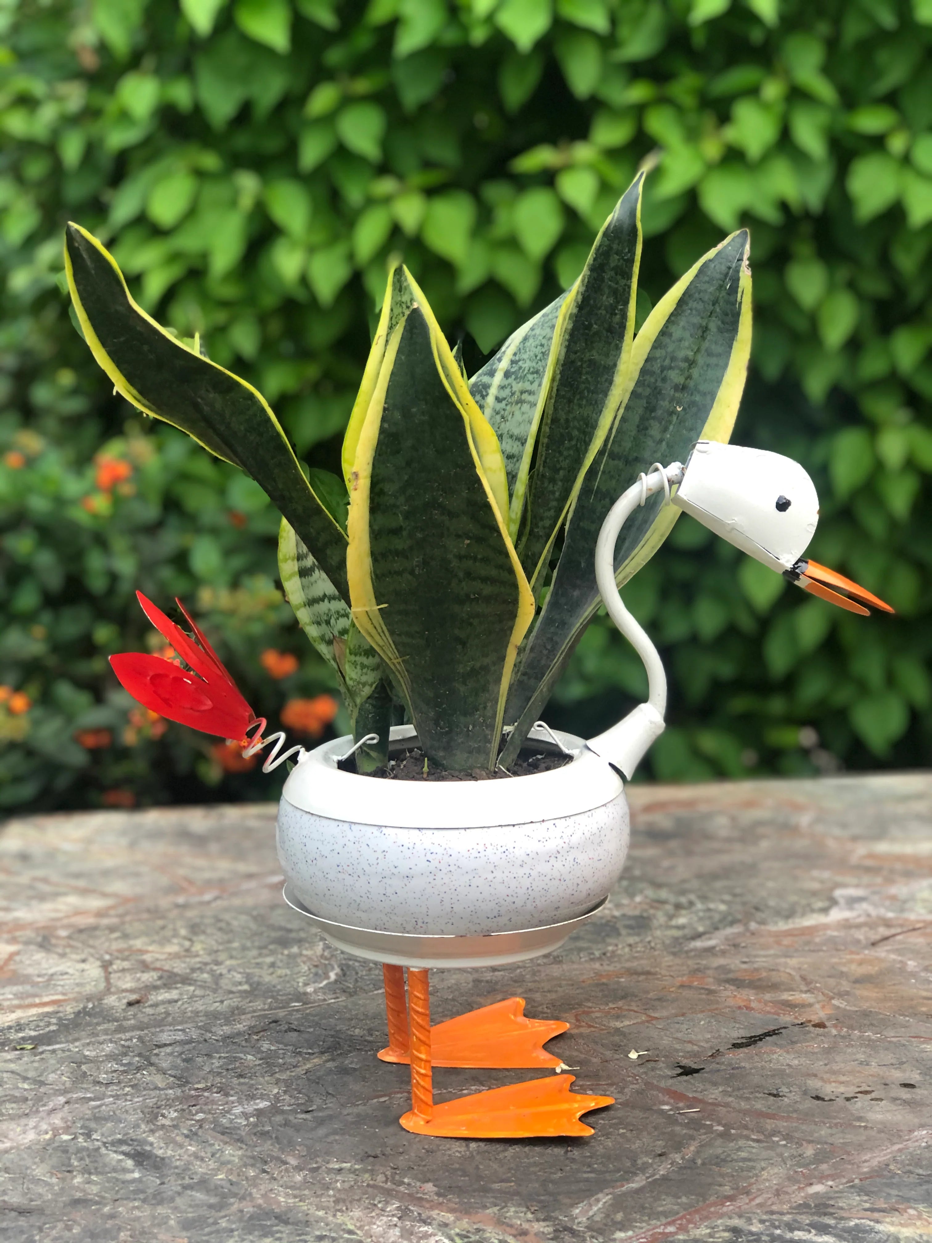 Unique Baby Duck Bird Planter in Ceramic Metal for Home Garden Balcony Decor