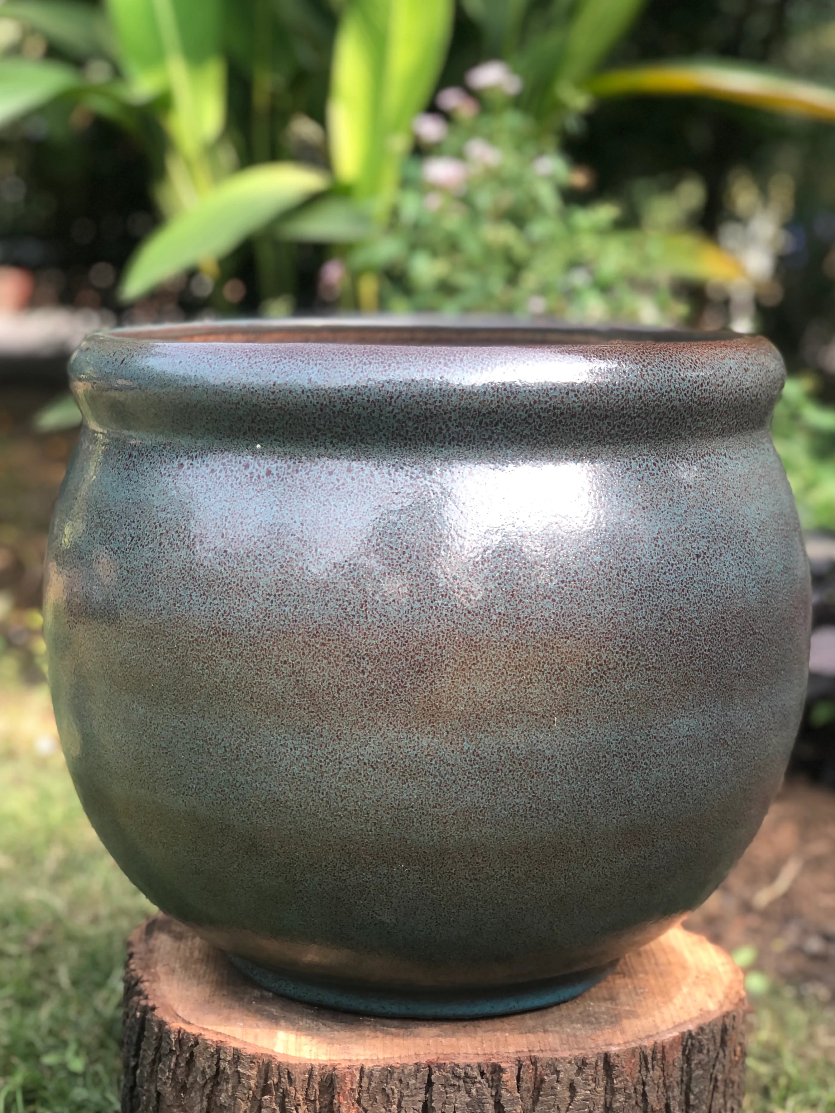CERAMIC DARK GLAZED POT FOR HOME GARDEN BALCONY DECOR