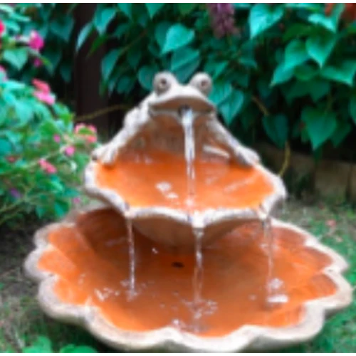 Frog Cascade Water Feature in Terracotta for Home Garden Decor