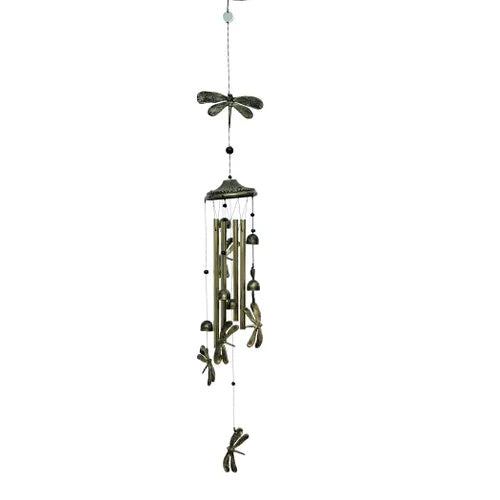 DRAGONFLY WIND CHIME with 4 Aluminum Tubes and 6 turtles, Home Garden Patio Decor