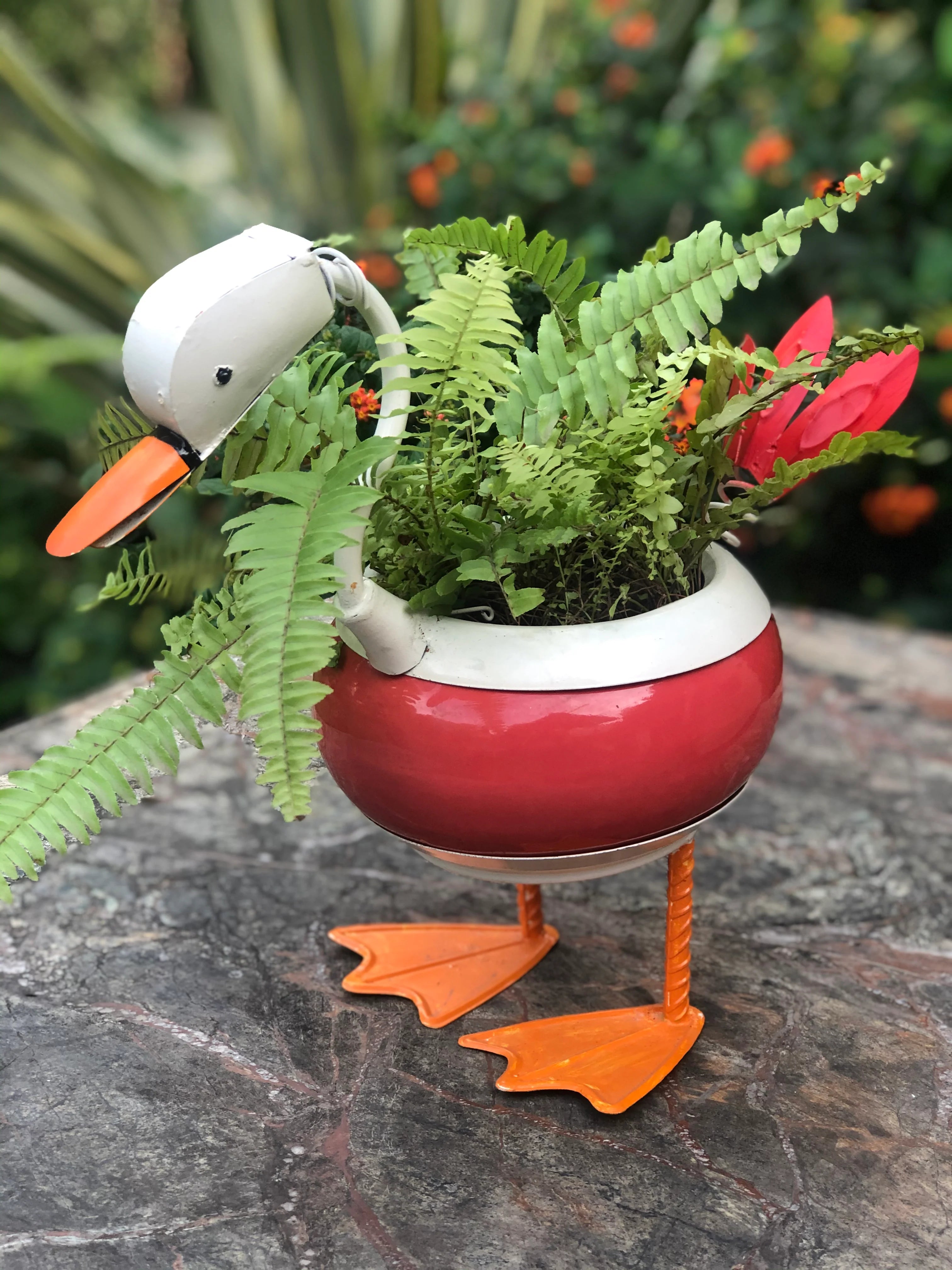 Unique Baby Duck Bird Planter in Ceramic Metal for Home Garden Balcony Decor